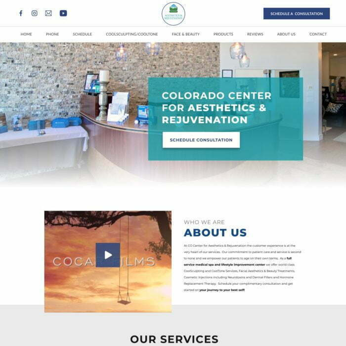 website design for Coloeado center for Aesthetics
